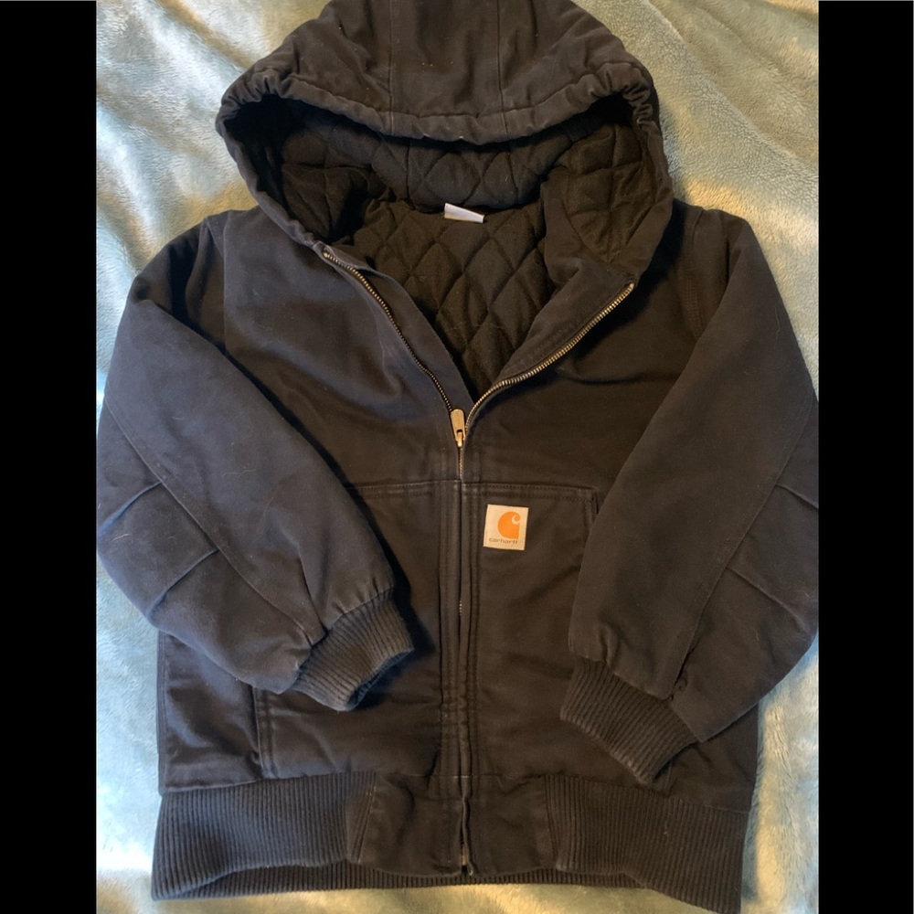 Black size 10/12 youth carharrt coat, very warm.